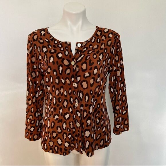 Citi Knits Y2K Cheetah Print Button Down Top - Picture 1 of 9